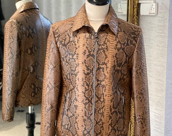 Luxury Python Leather Jacket: Custom Initials, Designer Style