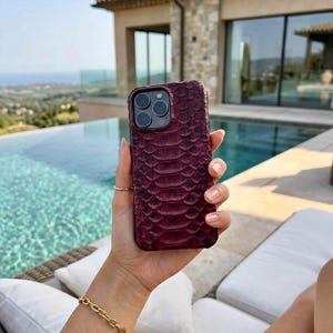 deep cherry Python Snake Leather Personalized iPhone 18 Pro Max Case