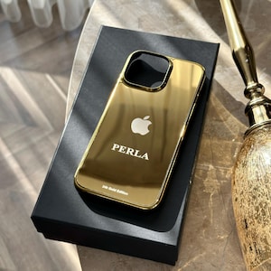 Custodia per iPhone 16 15 14 13 Pro e Pro Max placcata in oro 24k, custodia per iPhone in oro, custodia personalizzata in oro per iPhone 16 Pro Max, iPhone di design