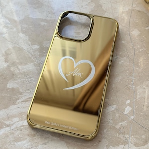 24k Gold Plated Love Design iPhone 16 15 14 13 Pro & Pro Max Case , Gold iPhone Case , iPhone 16 Pro Max Custom Gold Case , Designer iPhone