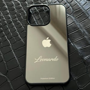 Platynowa obudowa na iPhone&#39;a: spersonalizowany grawerunek, stal nierdzewna, luksusowe pudełko prezentowe