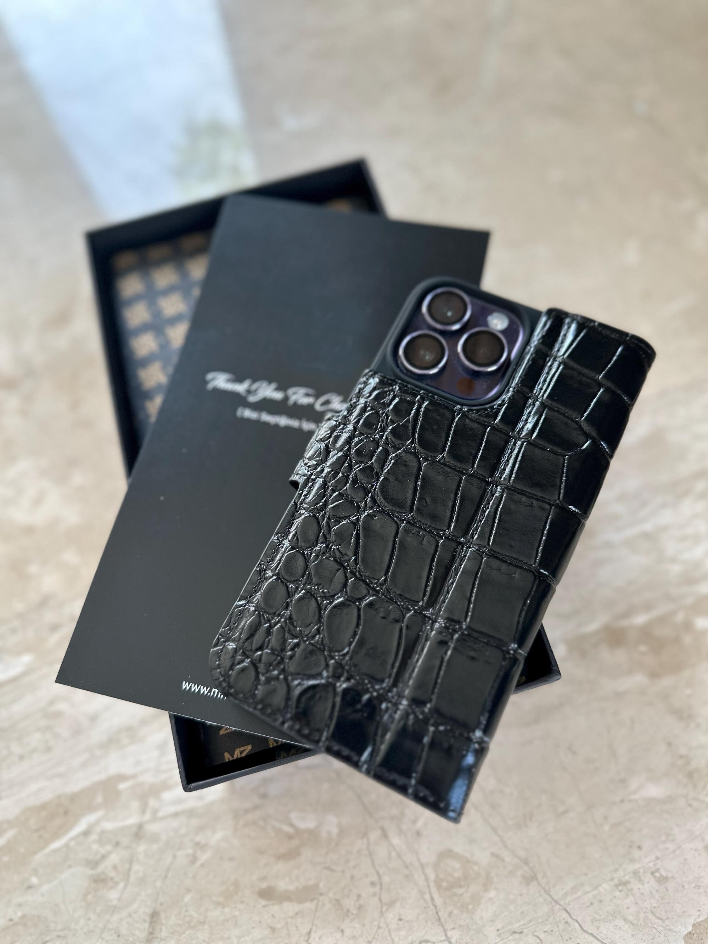 クロコダイルレザーiPhoneブックケース：カードホルダー、カスタマイズ