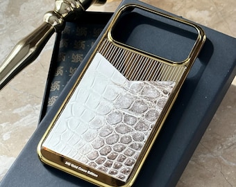 24K Gold Plated Alligator iPhone Case: Himalayan Luxury Stainless Steel
