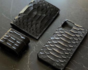 Capa de couro genuíno de python para iPhone: presente de luxo personalizado