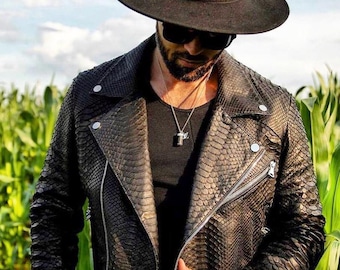 Italian Python Leather Biker Jacket: Custom Fit