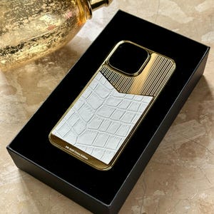 24-karaats verguld lederen design iPhone 16 15 14 13 Pro & Pro Max-hoesje, gouden iPhone-hoesje, iPhone 16 Pro Max aangepast gouden hoesje, ontwerper