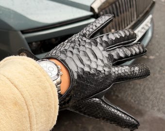Luxury Python Leather Driving Gloves: Designer Style - Etsy
