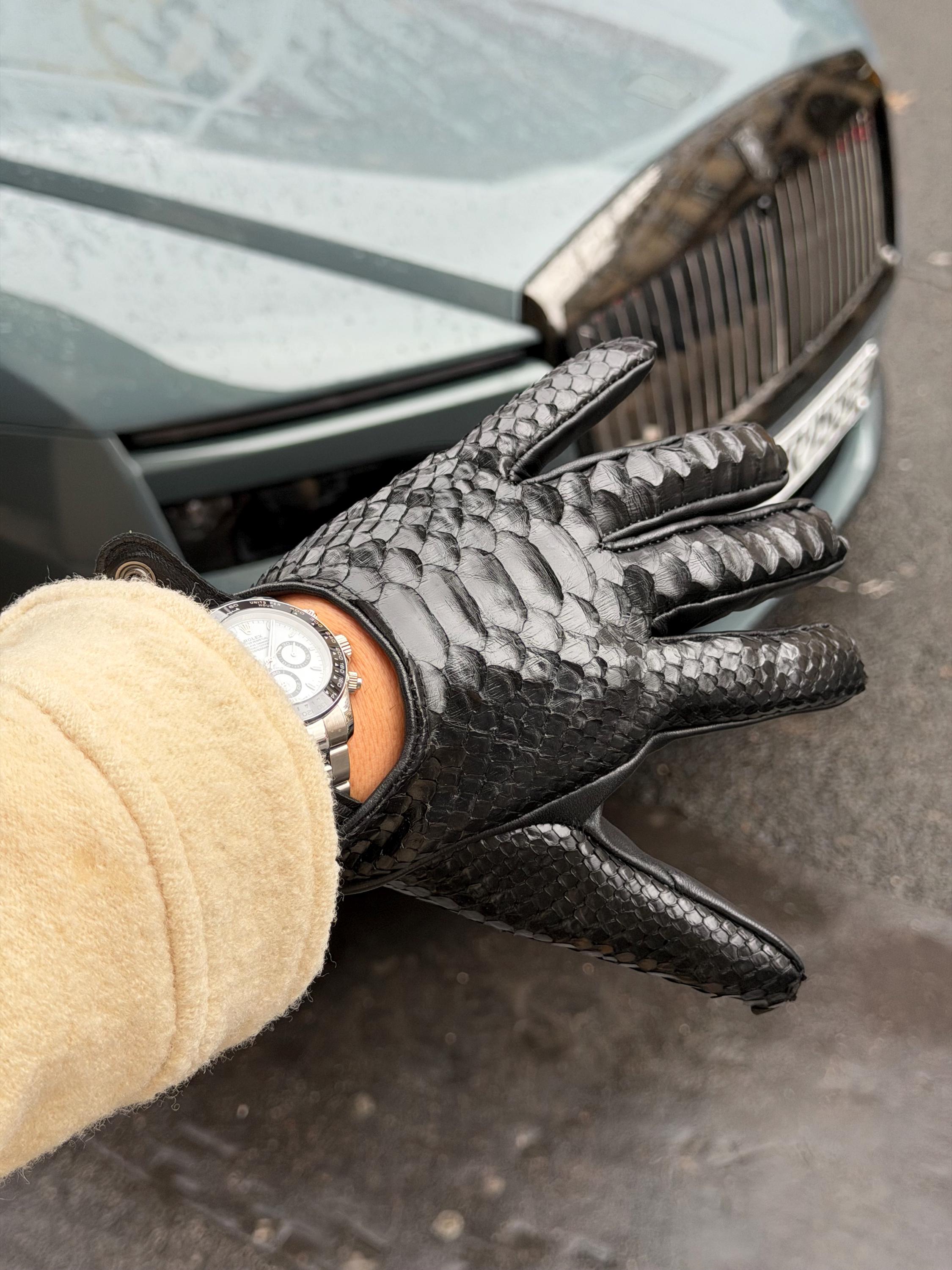 Luxury Python Leather Driving Gloves: Designer Style - Etsy