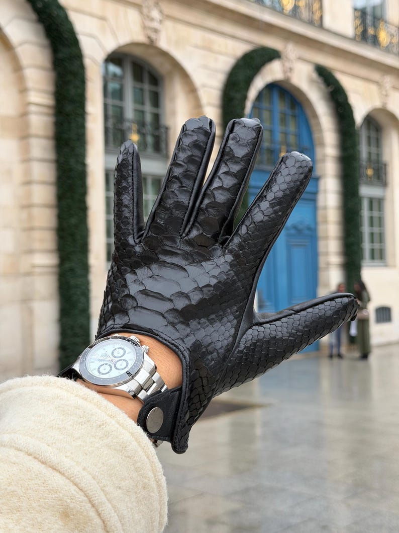 Luxury Python Leather Driving Gloves: Designer Style image 6