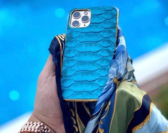 Capa de couro genuíno de python para iPhone: presente de luxo personalizado