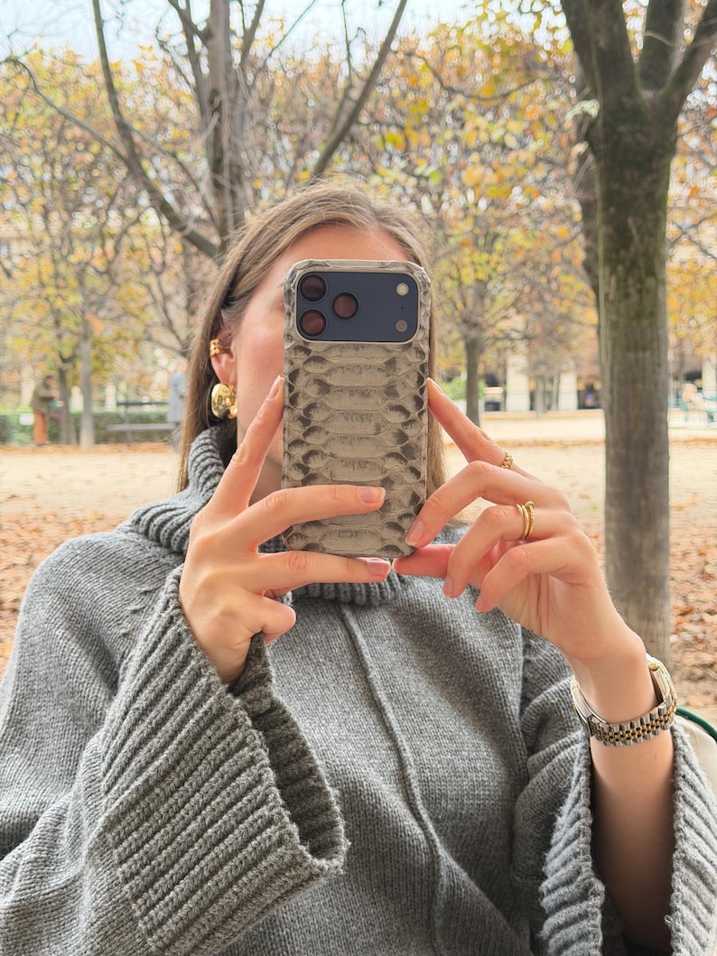 Python Leather iPhone Case: MagSafe, Personalized Luxury Gift image 3