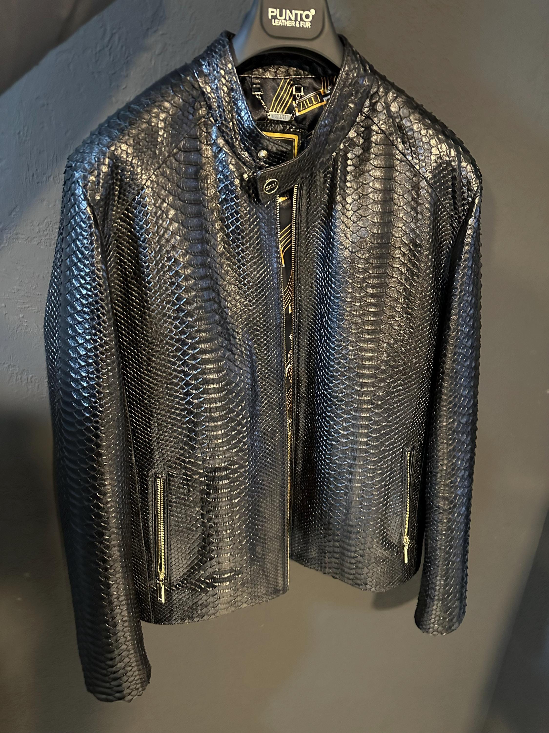 Italian Python Leather Men's Jacket: Custom Initials