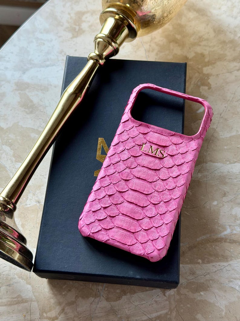 pink Genuine Python Leather MagSafe Case for iPhone 18 Pro Max
