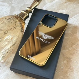 24k Gold Plated Luxury Car Design iPhone 17 16 15 14 Pro & Pro Max Case , Gold iPhone Case , iPhone 17 Pro Max Bentley Gold Case , Designer