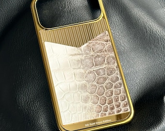 Gold Plated Alligator iPhone Case: Himalayan Luxury Stainless Steel