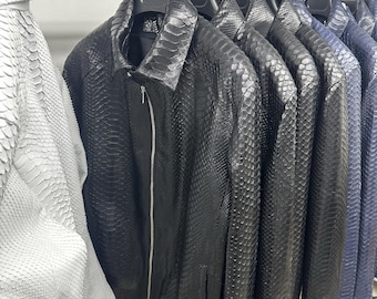 Luxury Python Leather Men's Jacket: Custom Initials, Designer Style