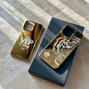 24k Gold Plated Customized Design iPhone 17 16 15 14 Pro & Pro Max Case , Gold iPhone Case , iPhone 17 Pro Max Custom Gold Case , Designer