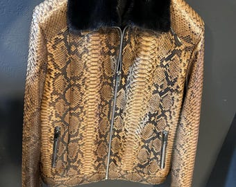 Real Python Leather Men's Jacket With Removable Fur Collar - Etsy