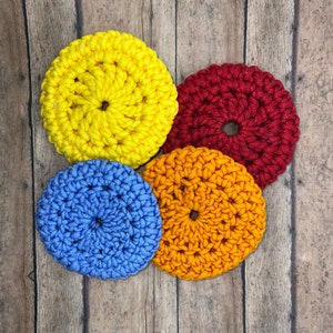 Crochet Eco-friendly Reusable Dish Scrubbies | kitchen bathroom handmade sustainable cleaning yarn colorful gift stocking stuffer