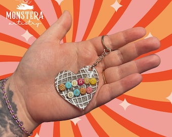 Mirrorball Iridescent Glitter Heart Resin Keychain | disco ball swiftie music friendship Taylor eras inspired accessory gift girl folklore