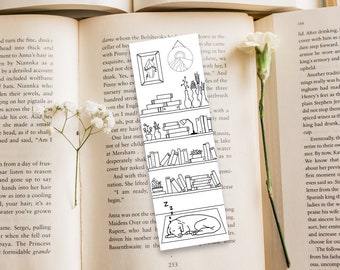 Dog Bookcase Coloring Bookmark - Digital Download and Print, 2x6in | book reading library pet nap cute fun kids shelf