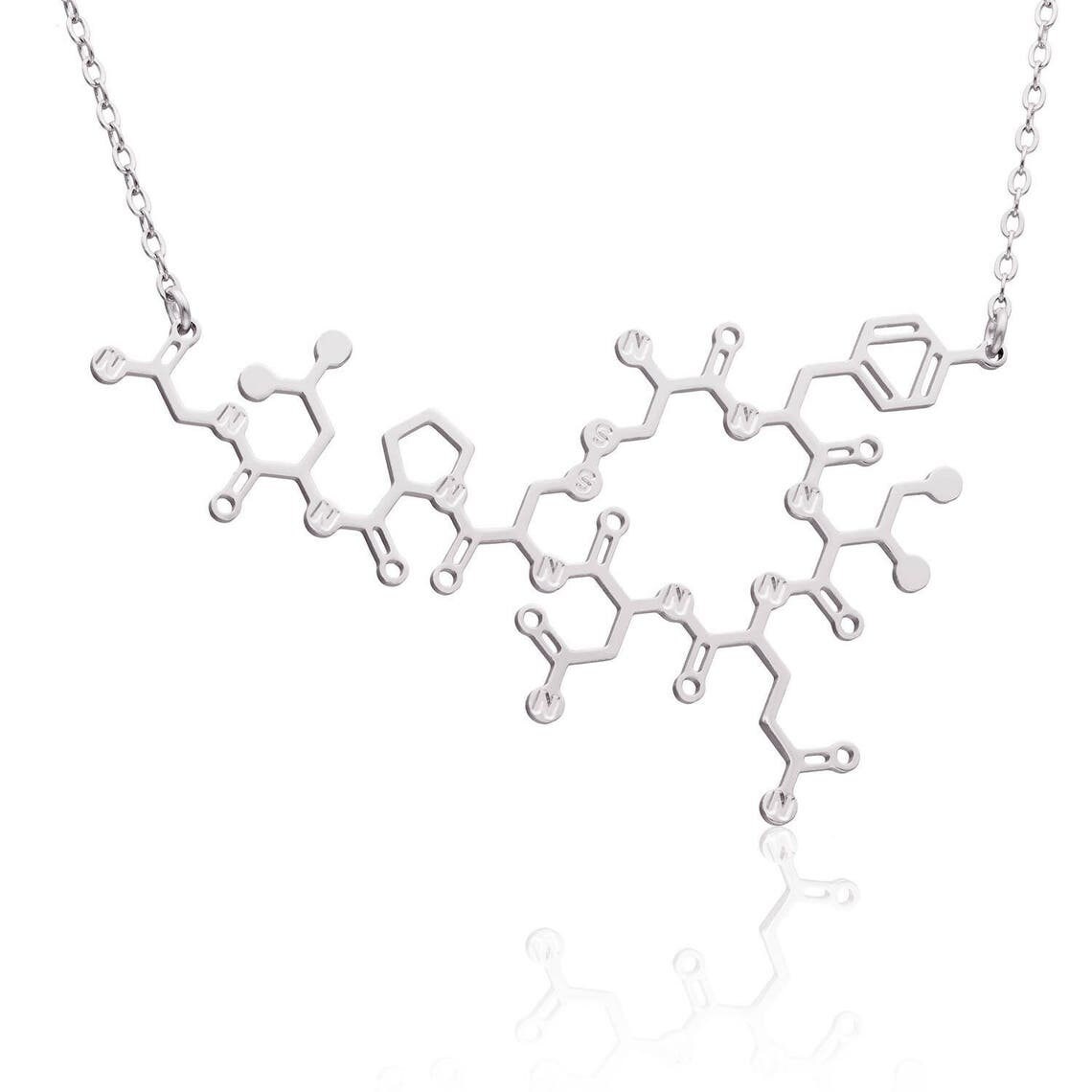 Oxytocin Molecule Necklace Love Hormone Sterling Silver 925 Etsy
