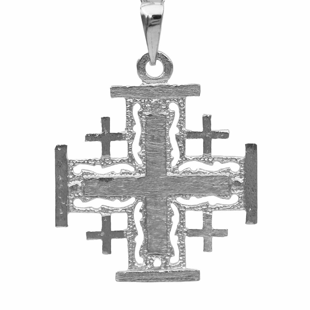 Jerusalem Cross Necklace Sterling Silver or Goldfilled Etsy