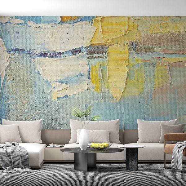 Abstract Wallpaper Gradient Line Brush Stroke | Self Adhesive Wall Mural Living Room Decor | Peel & Stick Wallpaper | NonWoven Wall Art