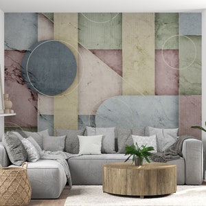 Geometric Art Wall Mural - Abstract Mural - Eazywallz