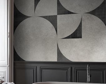 Extra Large Black and White Abstract Wallpaper, Modern Contemporary Wall Decor Peel and Stick Wall Mural, Geometric Removable Wallpaper