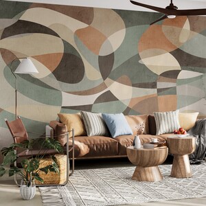 Geometrische Tapete, Abstrakte Kunst Wandbild, Abnehmbare Boho Style Peel and Stick & Traditionelle Tapete, Umweltfreundlich, PVC-freies Papier #333
