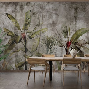 Carta da parati verde Banana Leaf Jungle / Grande carta da parati a foglia di banana murale / Carta da parati non tessuta Peel n Stick / WallArt amichevole affittuario rimovibile