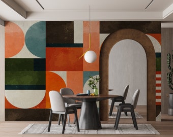 Carta da parati geometrica astratta Art Déco: murale staccabile e attaccabile