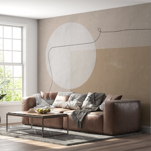 Boho Hintergrund Geometrische Abstrakte Linien | Selbstklebendes Boho Wandbild | Schälen und Stick Wohnzimmer Dekor | Vlies Wandbild