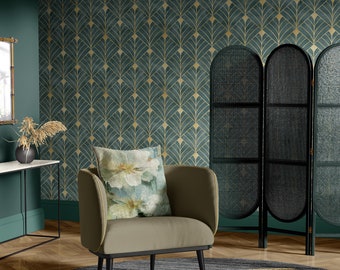 幾何学模様のアールデコ調の貼ってはがせる壁紙壁画 #262