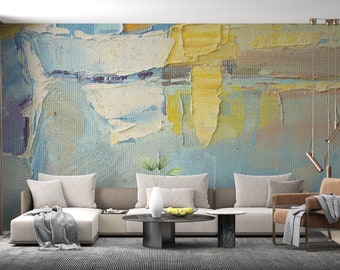 Abstrakte Tapete Farbverlaufslinie Pinselstrich | Selbstklebendes Wandbild Wohnzimmer Dekor | Tapete abziehen und aufkleben | Vlies Wandbild