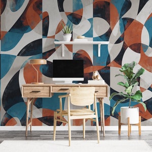 Abstract Geometric Wallpaper, Geometric Art Wallpaper, Peel and Stick or Nonwoven, Modern Abstract Wall Mural