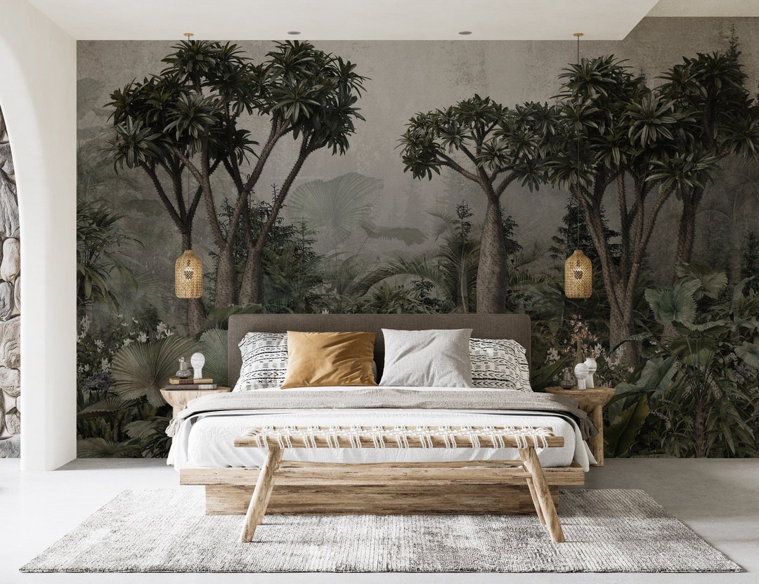 Dark Jungle Wall Mural | Botanical Nature Wallpaper | Trendy Living ...