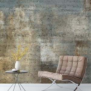 Grey Beige Concrete Cement Wall Peel and Stick Loft Style Abstract Wallpaper Realistic Wall Mural Rustic Accent Wall image 3