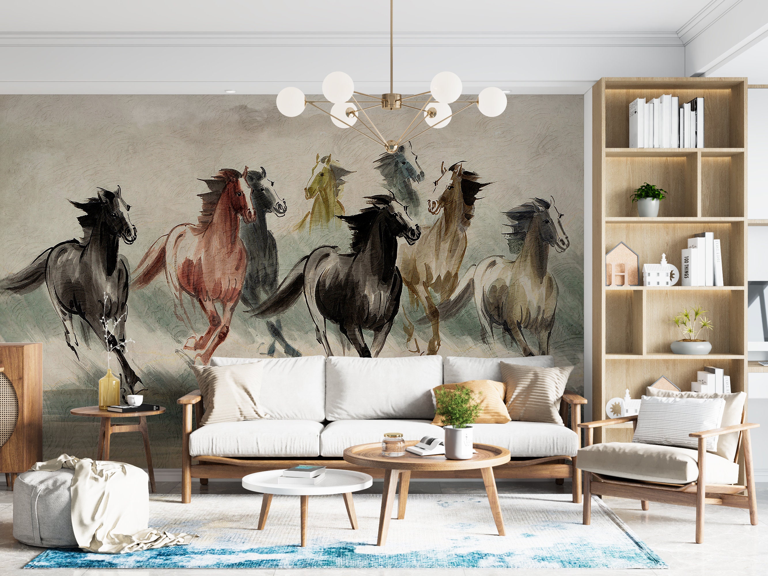 Running Horse Wallpaper Vintage Equestrian Wallpaper Peel - Etsy
