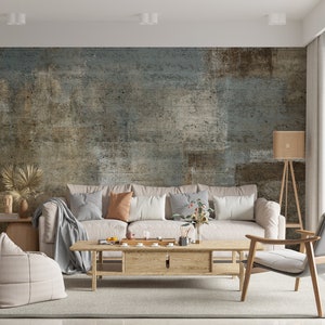 Grey Beige Concrete Cement Wall Peel and Stick Loft Style Abstract Wallpaper Realistic Wall Mural Rustic Accent Wall image 1