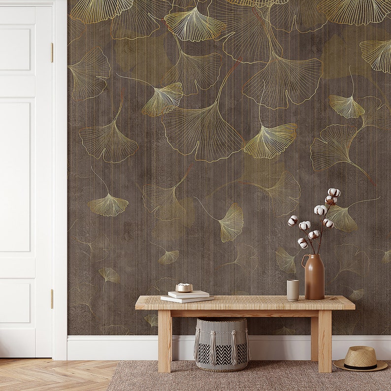 Ginkgo Leaf Wallpaper Peel and Stick Wallpaper Removable - Etsy