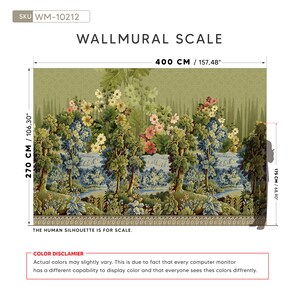 Exotic Forest Wallpaper Colorful Flowers Wallpaper Green Landscape Wall Mural Removable Wallpaper Floral Wall Mural Peel and Stick image 3