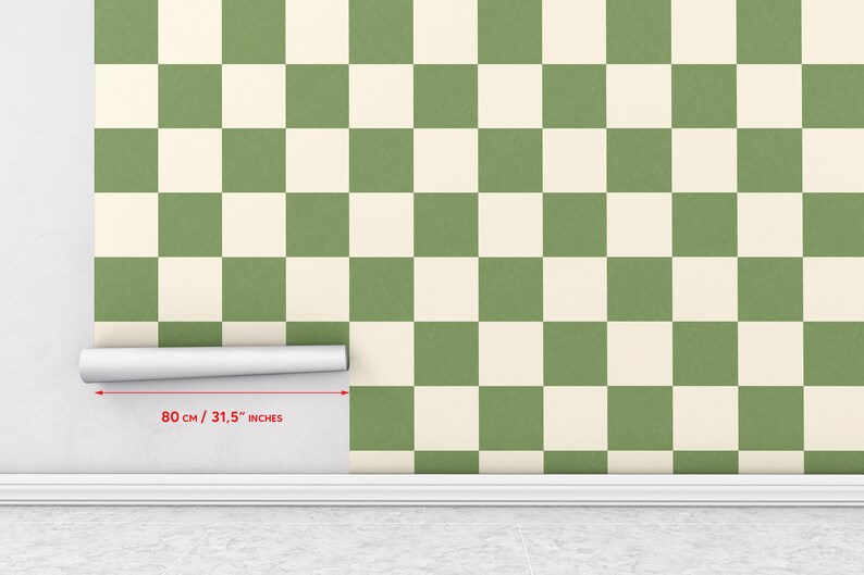 Large Checkered Green Wallpaper, Sage Green Self Adhesive Wallpaper