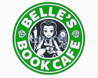 Disney starbucks sign - Belle's book cafe - coffee bar sign
