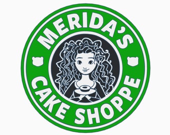 Disney starbucks sign - Merida's cake shoppe - coffee bar sign