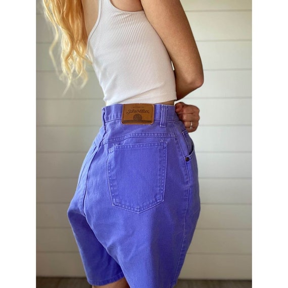 Vintage 1980s/1990s Purple High Rise Denim Shorts - image 3