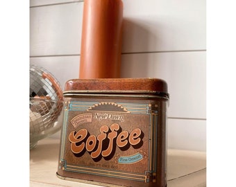 Vintage 1960s Retro Rustic Brown Coffee Petite Tin by Chenico