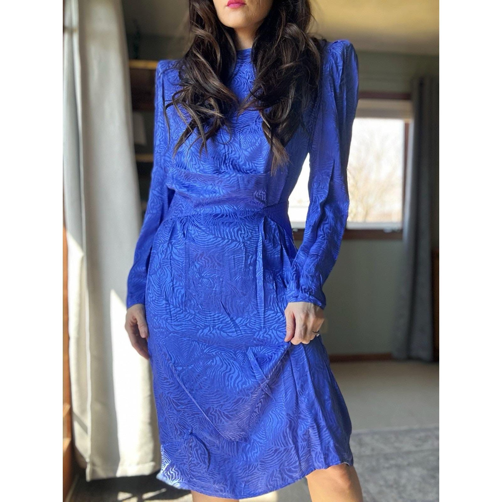 blue dress for baby girl Vintage 1940s Blue and White Floral Print Rayon Day Dress