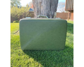 Vintage 1970s Avocado Green Hardshell Suitcase